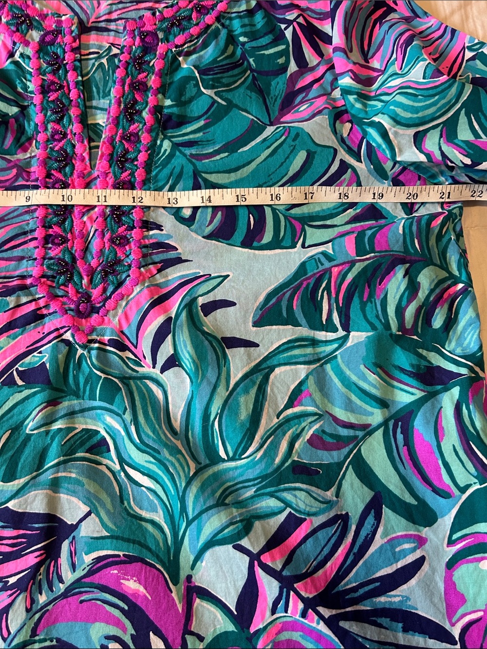Lilly Pulitzer "Seasalt Blue Don't Wanna Leaf" Size Large - Picture 9 of 12